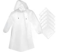 Rain Guard Lot de 5 poncho de pluie jetable avec capuche Transparent pour homme femme et enfant Taille unique