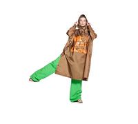 RAIN KISS Breton Poncho de pluie imperméable à capuche 100 % recyclé Marron Taille unique Orange, Marron, Vert