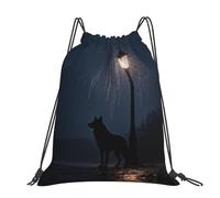 Rain Night Wolf Grand sac à dos imperméable et léger pour le sport, sac à dos décontracté avec cordon de serrage pour voyage randonnée