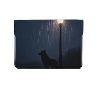 Rain Night Wolf Housse de protection en cuir PU pour ordinateur portable 13" pour MacBook, sac d'ordinateur fin pour voyage quotidien