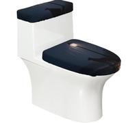 Rain Night Wolf Lot de 2 housses de toilette élastiques pour salle de bain, doux et lavable en forme de U