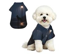 Rain Night Wolf M Chemise hawaïenne pour petits chiens - Tenue d'été mignonne pour la plage - Vêtement doux et respirant avec boutons