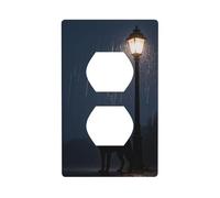 Rain Night Wolf Plaque d'interrupteur en polycarbonate incassable sans vis pour bureau à domicile