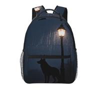 Rain Night Wolf Sac à dos léger et décontracté pour adultes Sac à dos de voyage de grande capacité avec sangles rembourrées Sac de transport résistant à l'eau