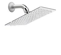 rain shower head, Pommeau de douche carré élégant en acier inoxydable de 10 pouces, pommeau de douche fixe for salle de bain, arroseur de douche à jet supérieur for salle de bain, chauve-souris,for R