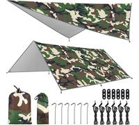 Rain Tarp, 3 X 3 M, Camping Tarp, Rain Tarp, Anti Uv Against Rain, Ripstop, Waterproof Tarpaulin With Eyelets + 6 Aluminium Pegs + 6 Ropes For Hiking, Outdoor Activities