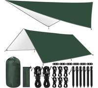 Rain Tarp, 3 X 3 M, Camping Tarp, Rain Tarp, Anti Uv Against Rain, Ripstop, Waterproof Tarpaulin With Eyelets + 6 Aluminium Pegs + 8 Ropes For Hiking, Outdoor Activities