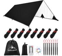 Rain Tarp,3 X 3 M,Camping Tarp,Rain Tarp With Eyelets 6 Pegs And 6 Ropes,Waterproof,Anti-Uv,Lightweight Tent Tarp For Hammock Waterproof Outdoor Hiking.[A18]