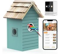 RAINBEAN Nichoir avec caméra NB-E1 - 4 MP, observation d’oiseaux en temps réel, détection IA, DIY, Bleu