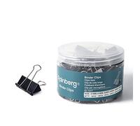 Rainberg Lot de 100 pinces à papier pliables en métal de tailles assorties pour papiers, tailles XS et M 6 tailles - 51 mm, 41 mm, 32 mm, 25 mm, 19 mm, 15 mm (noir)