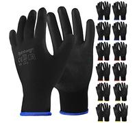 Rainberg Lot de 12 ou 24 gants de sécurité antidérapants en polyuréthane et nylon avec prise en main sûre sur la paume et les doigts, gants antidérapants en polyuréthane et nylon, parfaits pour le