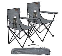 Rainberg Lot de 2 chaises de Camping Pliantes, Extra Larges et légères avec accoudoirs, Porte-gobelet, Poids Maximal de 100 kg, Gris