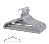 Rainberg Lot de 30 cintres en Velours de Luxe antidérapants floqués et Peu encombrants avec Barre à Cravate (Gris)