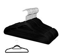 Rainberg Lot de 30 cintres en Velours de Luxe antidérapants floqués et Peu encombrants avec Barre à Cravate (Noir)