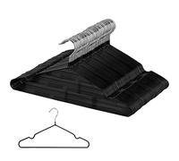 Rainberg Lot de 50 cintres en métal avec revêtement en Caoutchouc de qualité supérieure, très résistants, Peu encombrants, pour armoires, Porte-Manteaux, Minces et antidérapants, Noirs