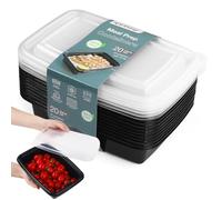 Rainberg Meal Prep Lot de 10 boîtes alimentaires en plastique noir avec couvercles, 1 compartiment, passent au micro-ondes, congélateurs, lave-vaisselle
