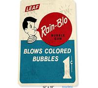 Rainblo Gum Chewing Gum Plaque d'avertissement rétro en métal Motif bonbons alimentaires 20,3 x 30,5 cm