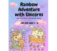 Rainbow Adventure with Unicorns - Calm & Cozy Coloring Book: Cute Unicorn Coloring Book: For Kids aged 4-8 - Rainbows, Hearts, Bubbles & Positive Affirmations