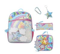 Rainbow And Stars 16 Ensemble sac à dos et boîte à déjeuner 5 pièces Bleu BKW Taille unique Sac à dos