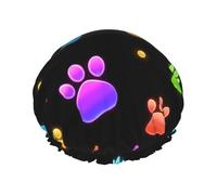 Rainbow Animal Tracks Bonnet de douche imperméable réutilisable pour femme - Couvre-cheveux élastique pour bain, spa, voyage et utilisation quotidienne