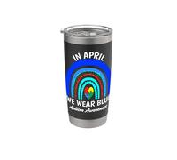Rainbow Autism In April We Wear Blue Awareness Mois de sensibilisation à l'autisme Gobelet isotherme en acier inoxydable double paroi
