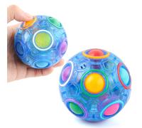 Rainbow Ball Décompression Toupie (Bleu), Puzzle Game Fun Décompression Magic Ball Casse-Tête Boule