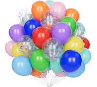 Rainbow Balloons, 60 X 12 Inch Assorted Colourful Birthday Balloons With Confetti Latex Balloons For Children'S Birthday Party Baby Shower Carnival Decoration Birthday