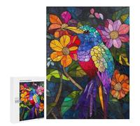 Rainbow Bird Stained Glass Art Puzzle 1000 Pièces Educa Jouet en Bois Cadeau Unique Décoration Intérieure Jeu Éducatif Challenge Toy Adultes Et Enfants À Partir De 14 Ans 500 PCS