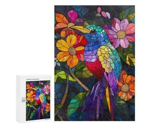 Rainbow Bird Stained Glass Art Puzzle 1000 Pièces Educa Jouet en Bois Cadeau Unique Décoration Intérieure Jeu Éducatif Challenge Toy Adultes Et Enfants À Partir De 14 Ans 300 PCS
