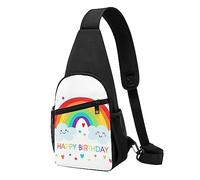 Rainbow Birthday Sac de poitrine tactique imprimé sac de poitrine sac de course sac banane cyclisme poche poitrine noir, taille unique, multicolore, Taille unique, Sacs à dos Sling