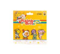 Rainbow Brite SDCC 2024 Lot de 4 épingles en émail à paillettes avec Rainbow Brite, Twink, rose chatouillé et Stormy Pins