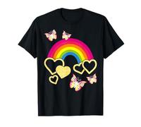 Rainbow Butterflies Colorful Hearts Bright Cute for Girls T-Shirt