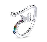 Rainbow Butterfly Dinger Ring Colorful Stone Ajustement Rague ouverte pour femmes bijoux