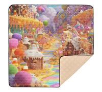 Rainbow Candy Kingdom Joli tapis de jeu pliable pour bébé au sol Tapis de gymnastique pour bébé et tout-petit, 127 x 127 cm