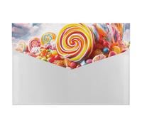 Rainbow Candy Organiseur de documents en accordéon à 6 poches avec étiquettes, dossiers de documents de voyage, enveloppes en plastique avec fermeture à pression, 33 x 23 cm