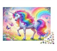 Rainbow Cascade Fantasy Puzzle 1000 Pièces, Licorne Arc-en-Ciel avec Papillon, Jeu de création et logique, activité familiale, Cadeau de Voyage, 38x26cm