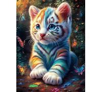 Rainbow Chat tigré dans Le Jardin Fleuri 300 Pieces Casse-tête Adolescent en Carton Rigide Difficulté Moyenne Activité Éducative Cadeau Fête des Mères Haute Qualité Premium 300 PCS