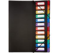 Rainbow Class Trieur accordéon 12 compartiments en plastique - Pochette extensible pour classer et transporter des documents - A1
