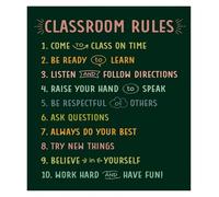 Rainbow Classroom Decor - Rules & Expectations Poster for Elementary School, Colorful Positive Affirmations, Teacher Must Haves Supply(Framed,08x12inch(20x30cm))