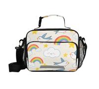 Rainbow Cloud Bird Beige Stars Lunch Tote Sac à déjeuner réglable avec bandoulière pour homme Cuisine