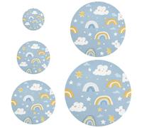 Rainbow Clouds Lot de 5 couvercles extensibles pour bol à pain 5 tailles pour réfrigérateur, camping et cuisine Bleu
