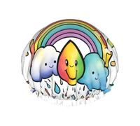 Rainbow Clouds Raindrop 1 Bonnet de douche réutilisable pour femme, double couche imperméable à l'eau, essentiel pour le soin des cheveux