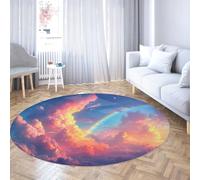 Rainbow Clouds Tapis de Porte Circulaire antidérapant 60cm - Vibrant Sunset Tapis Ronds Pliables pour Salon Salle à Manger Foyer Canapé Entrée
