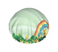 Rainbow Clover Bonnet de douche imperméable double couche pour homme et femme - Protection des cheveux pour le bain, masques faciaux, spa