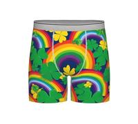 Rainbow Clover Boxer long pour homme respirant et extensible Motif trèfle, gris, XXL