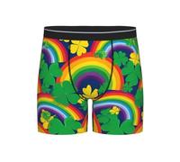 Rainbow Clover Boxer long pour homme respirant et extensible Motif trèfle, Noir , XXL