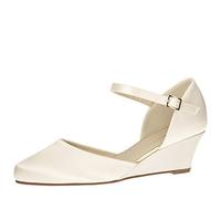 Rainbow Club Chaussures de mariée Mallory - Escarpins, Dames- Satin Coloris Ivoire - Bride, Talon compensé, rembourrées et Confortables - T. 36,5 EU (4,5 UK)