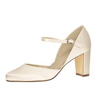 Rainbow Club Chaussures de mariée Yasmin - Escarpins - Satin Coloris Ivoire - Bride, Talon Massif, rembourrées et Confortables - T. 36.5 EU (3.5 UK)