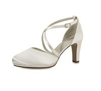 Rainbow Club Chaussures de mariées Olaila - Escarpins Deux Parties Femme, Coloris Ivoire crème, Satin, sobres, rembourrées et Confortables, Bride, T. 38.5 EU (UK 5.5)