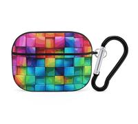 Rainbow Color Plaid-png Coque pour AirPods Pro avec anneau porte-clés Coque rigide en polycarbonate pour AirPods Pro 2ème génération pour homme et femme - Ouverture facile - Protection complète contre